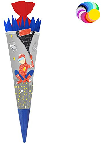 alles-meine.de GmbH Bastelset - Schultüte Farbe & Größe wählbar 70/85 / 100 cm - Spinne - Spider - Farbe frei wählbar - Bastelschultüte - Zuckertüte zum selber Basteln Bema..