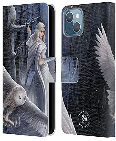 Head Case Designs Licenciado Oficialmente Anne Stokes Mensajero de Medianoche Búhos Carcasa de Cuero Tipo Libro Compatible con Apple iPhone 13