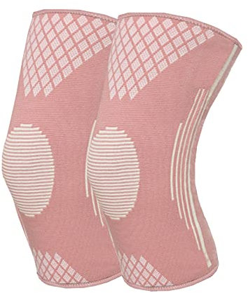 lenpestia Kniestütze Damen 1 Paar Kniebandage Sport Kompressions Knieschutz mit Rutschfestes Silikon für Sport, Laufen, Arthritis, Knieschmerzen, Patella Verletzung (Rosa, M)
