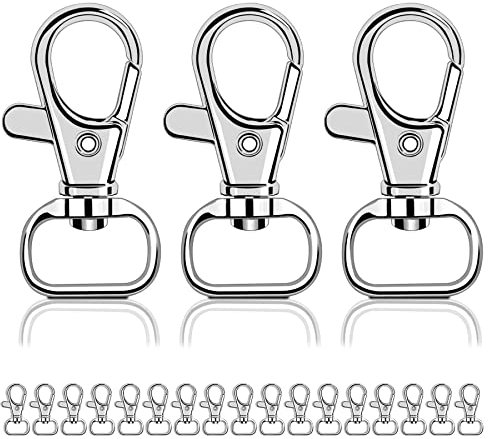 20 Stück Schlüsselkarabiner Schwenker Karabiner Schlüsselanhänger mit D-Ring Schlüsselringe Edelstahl mit 360° drehbarem Ösenring für Makramee Zubehör und DIY Handwerk (Innenbreite 12 mm)