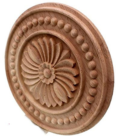 Redondo Onlay Apliques Madera Madera Talla Calcomanía Muebles Pared Esquina Decoración Para Gabinetes Ventanas Espejos 15 cm 5 Unid