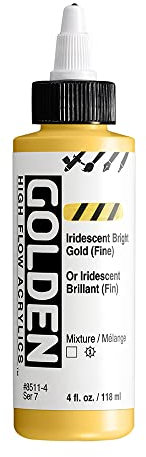 GOLDEN High Flow Acrylics, Iridescent Bright Gold (Fine), 4 fl. oz. / 118 ml Bottle