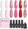 Beetles Gel Nail Polish Set -6 Colors Pink Rose Red Spring Summer Nail Gel Kit Fall in Love Collection Glitter Pink Valentine's day Nails Gifts for Women Girlfriend Soak Off LED Nail Lamp Manicure Kit