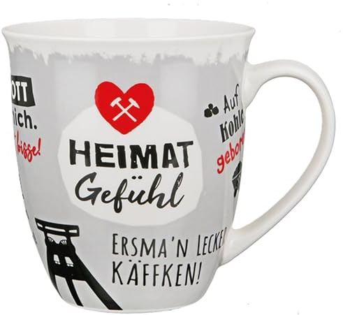 GILDE - 44947 - Kaffeebecher, Tasse, Heimatgefühl, Ruhrpott, Porzellan, 11cm x 14cm x 10,2cm, 400ml