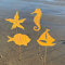 Storm's Gartenzaubereien Gartenstecker Maritime Deko 4 Modelle Seestern Schiff - Seepferdchen - Fisch in Rostoptik - 35cm Topfstecker