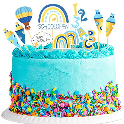 23 Stück Schulanfang Tortendeko, Einschulung Deko Tortendeko Einschulung Cake Topper Schulkind Kuchen Deko Schulanfang Deko Torte Cake Topper Schulanfang Zuckertüte Kuchen für Junge 1. Schultag Deko