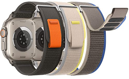 3 Stück Trail Loop Kompatibel mit Apple Watch Armband 40mm 38mm 41mm für Damen Herren, Nylon Stoff Armbänder Weich Sport Loop für iWatch Ultra SE Series 9 8 7 6 5 4 3 2 1