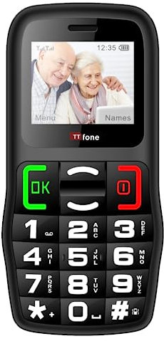 TTfone TT220 Big Button Mobile Phone for the Elderly with Emergency Assistance button, talking keys, long battery life, Simple easy to use - Pay As You Go (EE, with £10 Credit, Black)