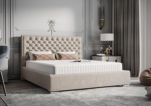 Polsterbett Bolsena 5 Farben inklusive Lattenrost 3 Breiten 140 160 180 Beige 160cm X 200cm