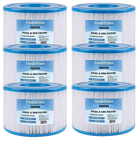 Finest-Filters Hot Tub Filter Compatible with Intex 29011E Type S1 PureSpa Easy Set Filters for Pool, Spa, Hot Tub Filters (Pack of 6)