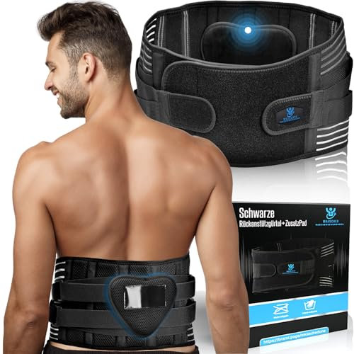 MKASCHED Rückenstützgürtel Bandscheiben GürtelOrthopädischer Rückenbandage mit 2 Lendenpolstern & atmungsaktiven Mesh Rückenchmerzenlinderung,&Haltungsprobleme Verstellbar für Männer/Frauen