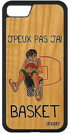 Coque pour Apple iPhone SE 2022 Bois Silicone j'peux Pas J'Ai Basket Smartphone Humour Drole Portable Noir Pas Cher Vert ballesport