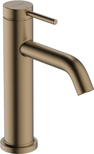 hansgrohe Tecturis S - Mitigeur de lavabo sans tirette ni vidage, économie d'énergie (CoolStart), Robinet salle de bain avec hauteur sous bec 110mm, économie d'eau (EcoSmart+), Bronze brossé, 73312140