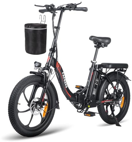 Fafrees F20 E Bike Klapprad 20 Zoll, Elektrofahrräder Fatbike 250W 25km/h, Pedelec Faltbares36V 16Ah Akku, E-Fahrrad Reichweite bis zu 60-130km, City E-Bike Herren Damen, Schwarz