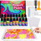 Frasheng Wassermarmorierfarbe 18 Farben Marmorierfarbe Marbling Paint Kit Kinder,Marmorierfarbe Kunst Set Kunst und Handwerk für Mädchen und Jungen,Bastelsets,Geschenke für Kinder 6+ Jahre