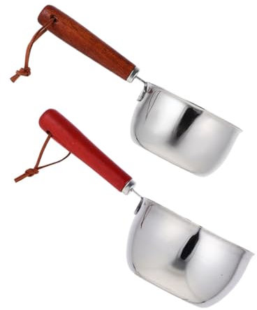 Kichvoe 2 Piezas sartén de aceite caliente utensilios cocina acero inoxidable cazo acero inoxidable olla para pasta mini cacerola olla para hervir aceite cacerola de cocina Leche manteca