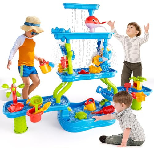 Ci Vetch Kids 6-in-1 Water Sand Table for Toddlers 3-5, Outdoor Summer Toys for Boys & Girls
