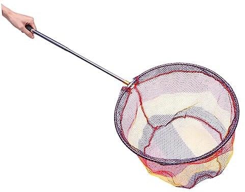 Yardwe Stainless Steel Telescopic Fishing Pole 5 Sections Mini Spoon Net 40cm Mesh for Net Fishing Suitable