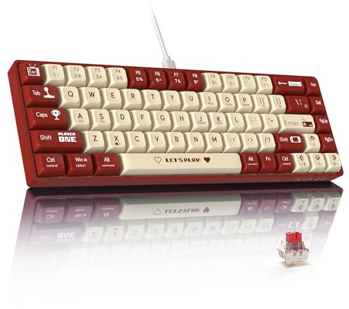 ATTACK SHARK Attack SAHRK AK680 Wired Gaming Keyboard Red&White/Red Switch