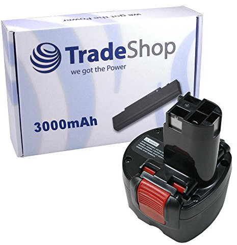 Trade-Shop NI-MH Akku 9,6V / 3000mAh kompatibel mit Bosch 2607335707 2607335540 2607335674 2607001380 260700180 2607300002
