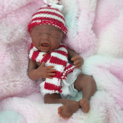 Miaio 7 Zoll Micro Frühgeborene Ganzkörper Silikon Schwarze Babypuppe Mädchen Realistische Mini Reborn Puppe Überraschung Kinder Anti Stress