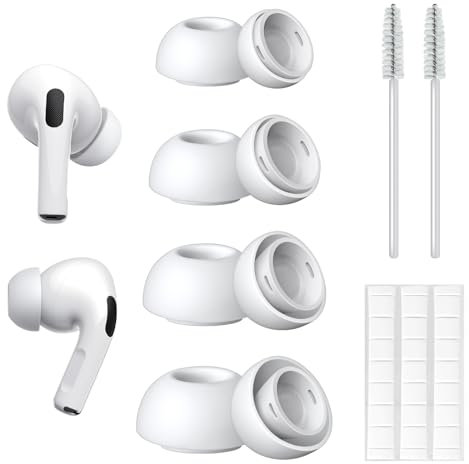 Ersatz-Ohrstöpsel aus Silikon,kompatibel mit Airpods Pro 1/2,Reinigungsset mit 2 weichen Bürsten und 1 Spachtel,Rauschunterdrückung, Anti-Slip-Ohrstöpsel,passen in die Ladeschale,Easy Install,4-Paris