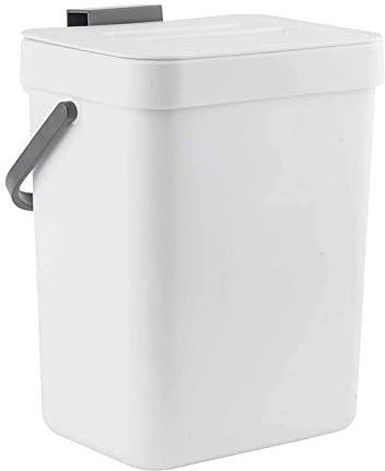 Strixorn Punch-free Wall-Mounted Trash Can, Rubbish Storage Hanging Can for Cabinet Door with Lid, Compost Bin for Counter Cupboard Bathroom Bedroom Toilet(White)