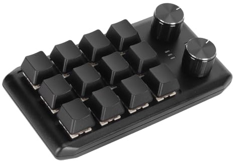 Denash Mini Gaming Keyboard, Sensitive Feedback Custom Mini Keyboard 12 Keys 2 Buttons Red Switch Gaming Keyboard (Wireless BT(Inbuilt Battery Included))