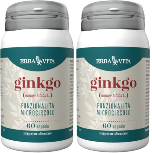Erba Vita Integratore Alimentare di Ginkgo - 60 Capsule, 1 unità, 1 (Confezione da 2)