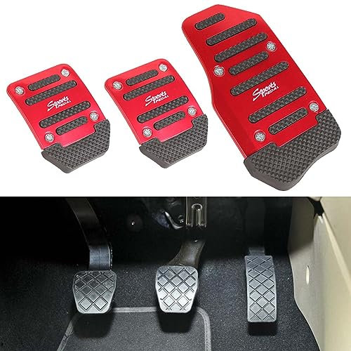 AMGASMG Auto Pedal Abdeckung für Opel Astra H - Rutschfestes Fußstütze Set für Gas/Bremse/Kupplung - Metall Pedalkappen - Manuell/Automatikgetriebe Sportpedale, Manual Transmission- Red