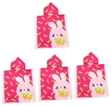 Cabilock Toalla De Playa con Capucha De Lujo para Niños 4 Piezas Color Zanahoria Superabsorbente para Baño para Niños Y Niñas