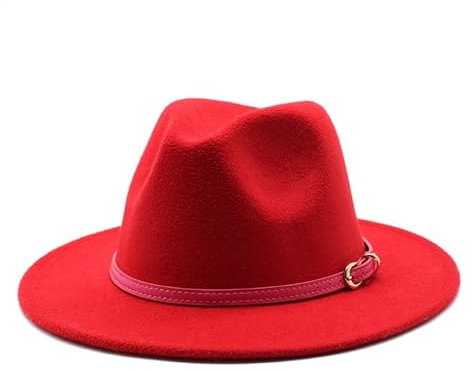 Retro Jazz Zylinder Wollhut Britischer Hut Großer Filzhut(Rot)