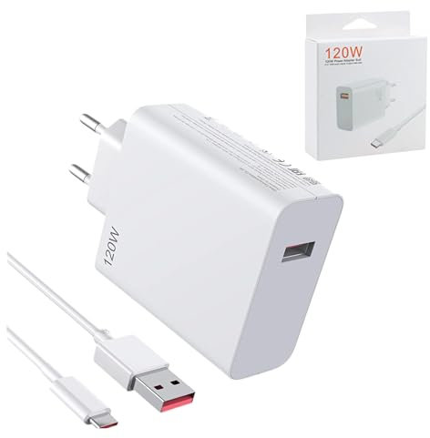 120W Ladegerät mit 1 Meter Ladekabel USB-C | Wandladegerät Schnellladegerät Hypercharge Kompatibel mit Xiaomi 14 13 12 13t 12t 12s Pro Lite Redmi Note K70 K60 K50 12 11 Pro Plus Black Shark 3 4 5