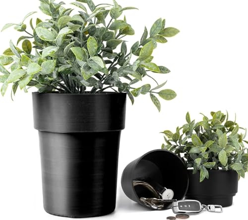 Coffre Fort en Forme De Pot De Fleur avec Plantes, Coffre-Fort Caché, Clé pour Cacher l'argent Et Les Objets, Coffre-Fort Secret pour Extérieur, Jardin, Bureau