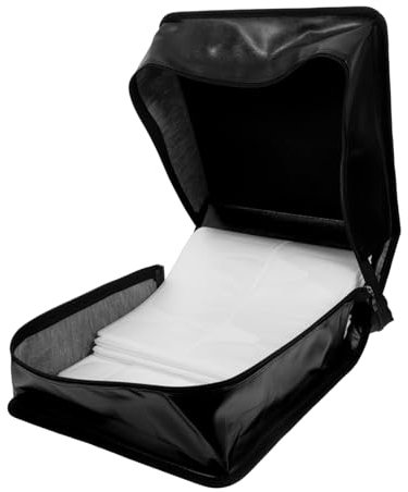 Cd Binder 500 Cd Case Holder Large Capacity Cd Storage Box Sturdy Pu Leather Cd Case for Car Home Office Travel Black