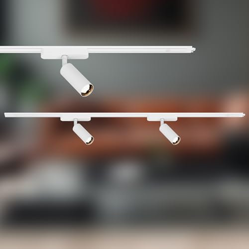 Briloner Set di prolunghe per sistema a binario, 2x faretti LED, estensibili, orientabili, sistema a binario per soffitto, binario per faretti, lampade a soffitto, plafoniera, faretto, 1m, bianco