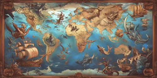 Diamond Painting mappa del mondo Quadri Grandi Dimensioni 90x180CM, retrò Diamond Painting Adulti DIY Diamantini Crystal Art Bambini Kit Mosaico, Per Decorazione Soggiorno Home Wall Regalo Uomo