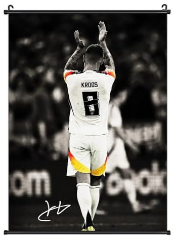 KANGZENG Toni Kroos Fußball-Sport-Star-Poster, dekoratives Gemälde, Leinwand, Wandgemälde, Poster, Heimdekoration, Schlafzimmer, Dekoration, schwarze Achse mit solidem Rahmen, 50 x 70 cm