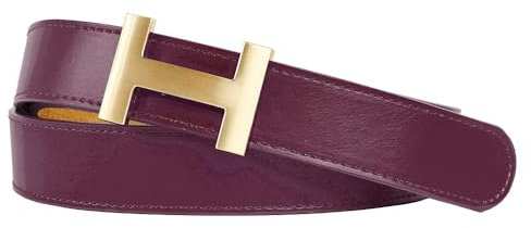 Zakatte • Damen Gürtel aus Kunstleder mit H-Schnalle Hüftgürtel Taillengürtel Damengürtel BS058 (Bordeaux-Gold, 90 cm)