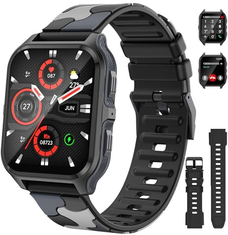 UHOOFIT Smartwatch Uomo Donna Militare, Effettua/Risponde alle Chiamate, 1.83 HD Orologio Fitness Tracker con 100+ Modalità Sport, Sonno/Notifiche WhatsApp, Smart Watch Compatibile con iOS Android