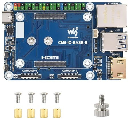 CM5 Base Board for Raspberry Pi Compute Module 5, Mini Base Board B with EEPROM & Encryption Chip, GPIO Header, USB HDMI Adapter, for CM5 Lite/eMMC