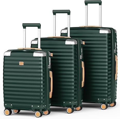 Joyway Kofferset 3 Teilig Hartschale Leicht PP Reisekoffer von Haltbar Trolley Handgepäck Sets mit TSA Schloss und 4 Rollen Grün
