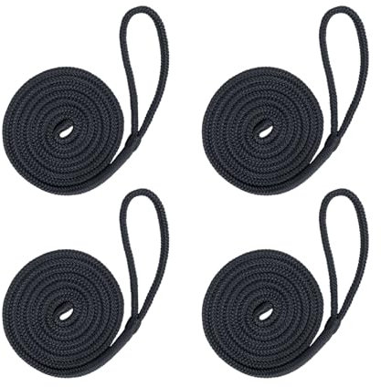 Mesle Cordage de Pare-Battage 4 Pièces avec Boucle, Ligne pour Défense de Bateau avec Oeil, Corde Bouée Pare Battage, Ligne d'amarrage
