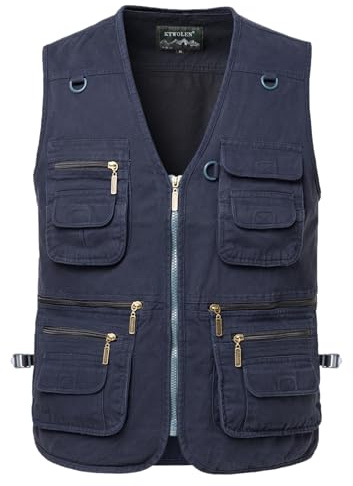 KTWOLEN Gilet da Pesca da Uomo Giacca Senza Maniche da Fotografia Caccia Gilet da Lavoro Giubbotti Safari con Multi-Tasche