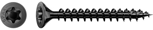Spax Universalschraube, Senkkopf, schwarz BLAX, T-STAR plus, Teilgewinde, 4CUT (1, 4,5 x 60 mm 100 Stück)