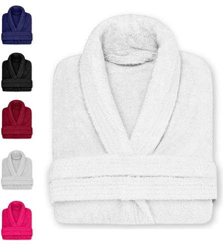 DECASATEXTIL Albornoz Mujer y Hombre - Bata Baño Unisex Ducha 100% Algodón 450g/m² – Suave, Secado Rápido y de Larga Duración – Ideal para Hogar, Hotel o Spa (BLANCO XXL)