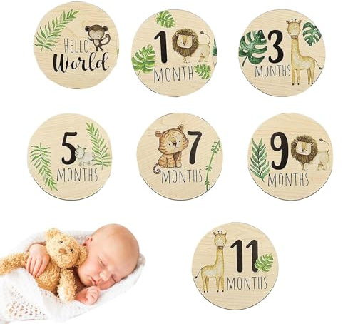 di pietre miliari del neonato - 7pcs marcatori di età del bambino in legno