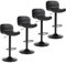 Flysky Tabouret de Bar Lot de 4, Tabouret pivotante à 360° réglable en Hauteur, Chaise de Bar avec Dossier et Repose-Pieds, Similicuir Chargeable 120kg Tabouret de Cuisine, Noir
