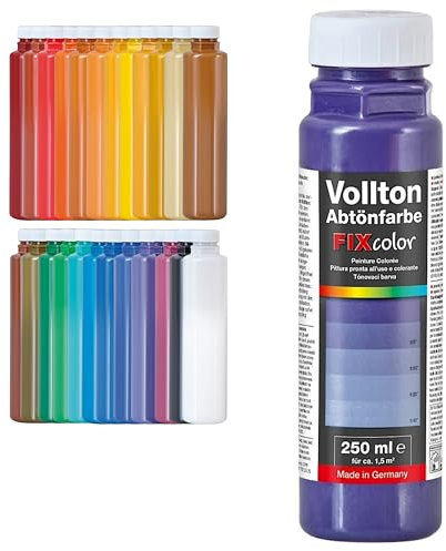 decotric FIXcolor Bunte Abtönfarbe Lila - 250 ml I Dispersionsfarbe für dekorative Anstriche und wasserbasierten Materialien I Hohe Farbkraft & Ergiebigkeit