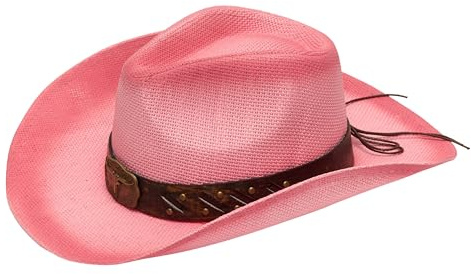 hatsXcaps Straw Cowboy Hat for Men & Women, Lightweight Breathable Summer Western Sun Hat with Leather Band, Wide Brim Ranch Cowgirl Hat for Festivals, Beach, Outdoor & Country Wear